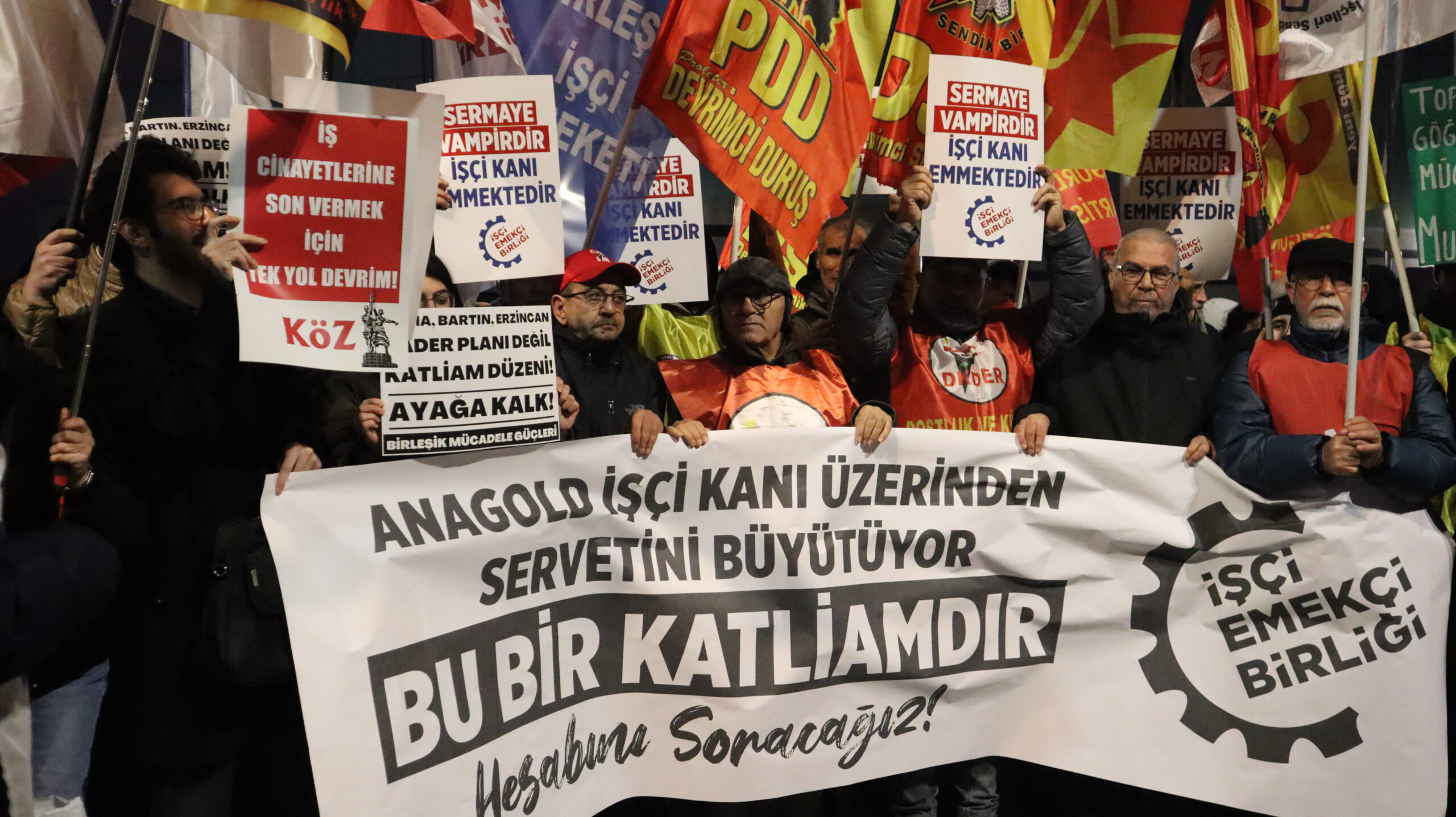 İşçi Emekçi Birliği, İliç maden katliamını protesto etti. Fotoğraf: Yeni Demokrasi